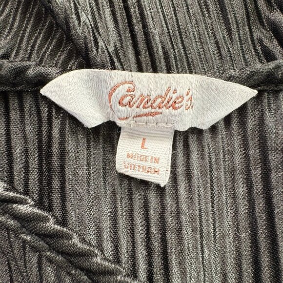 Candies Dress Women’s Large Black Cold Shoulder Plisse Ruffle Dark‎ Fairy Boho - Picture 6 of 14